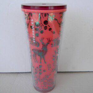 Starbucks 2022 Holiday Woodland Lace Pink  24oz Venti Tumbler
